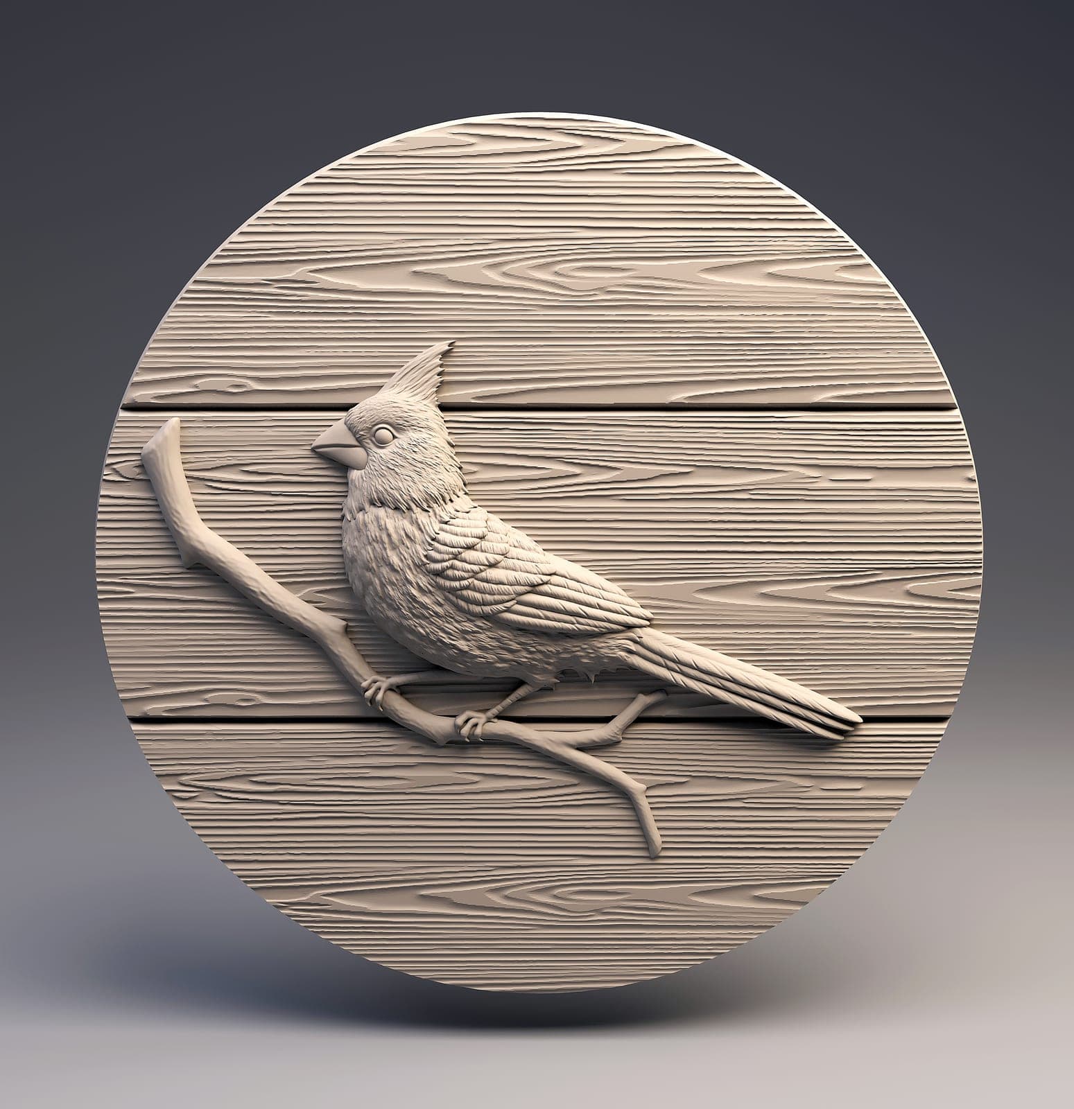 Cardinal In Wood